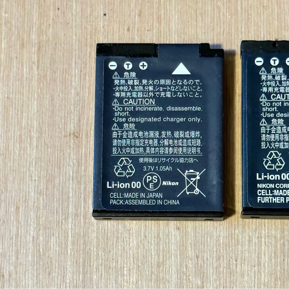 2-Nikon OEM EN-EL12 1050mAh Li-Ion Battery Used Tested Good w/Charge Read Info!